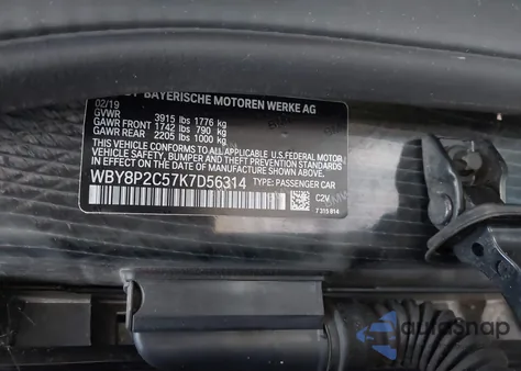 2019 BMW I3 120Ah z USA, uszkodzony, nr VIN WBY8P2C57K7D56314